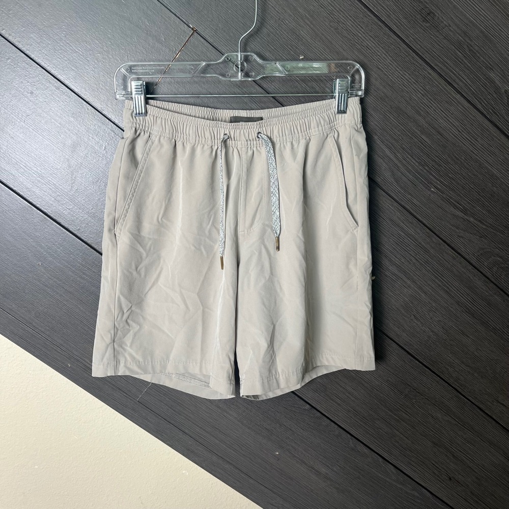 FLX Men's Beige‎ Lined Athletic Shorts Drawstring Performance Size S Activewear